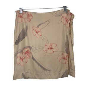 Tommy Bahama Vintage 100% Silk‎ Wrap Skirt Tropical Design Womens Size Small